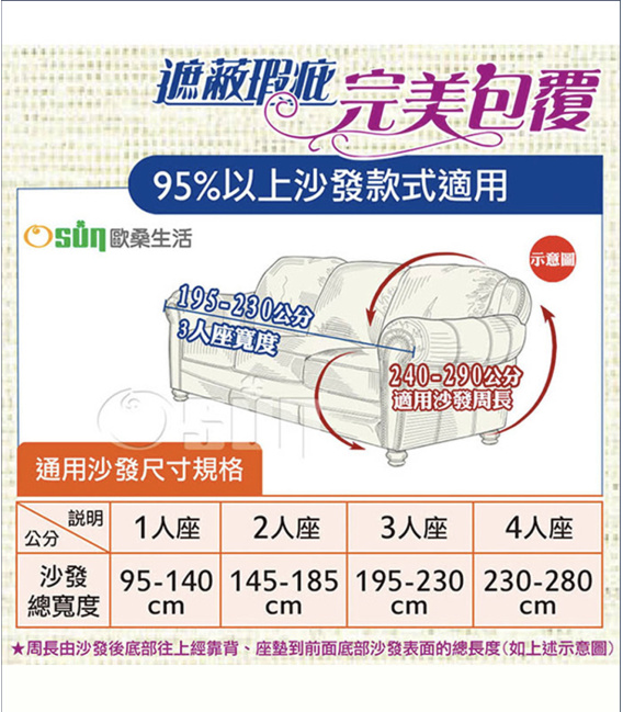 【Osun】2人座一體成型防蹣彈性沙發套、沙發罩(多款任選)