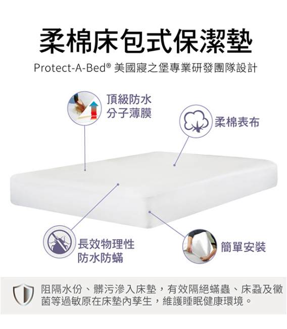 【寢之堡】Cotton 柔棉床包式防水保潔墊